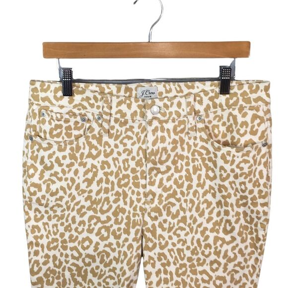 WJ265 Women’s J. Crew 10” High Rise Skinny Toothpick Cheetah Print Jeans 31 - Picture 2 of 5